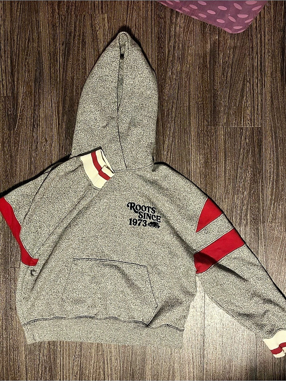 Roots Since 1973 Graphic Hoodie Color Block Gray & Red